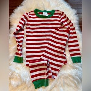Hanna Andersson Red and Green Striped Kids Pajama Set Size 6-7